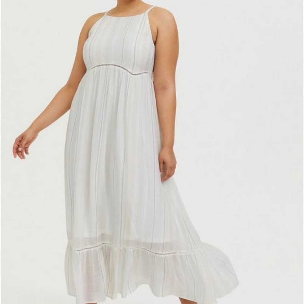 TORRID MAXI NATURAL WOVEN TIERED Hem DRESS Size 0 12 Large